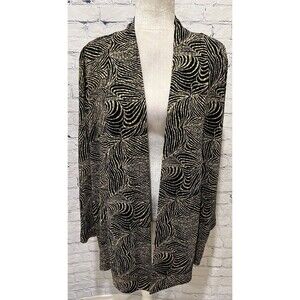 Drapers & Damons Open Cardigan Womens Animal Print Black & Gold Long Sleeves 1X